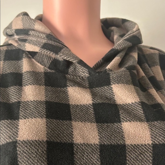 VICTORIA'S SECRET Hoodie Fleece Sleep Checkered Coffee Long Sleeve Size Medium - Picture 5 of 12